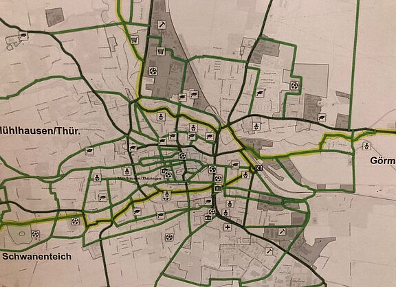 Karte mit den Planungen des Radverkehrskonzepts