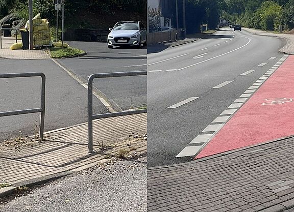 Die Umlaufsperren wurden entfernt und die Radfurt rot eingefärbt.