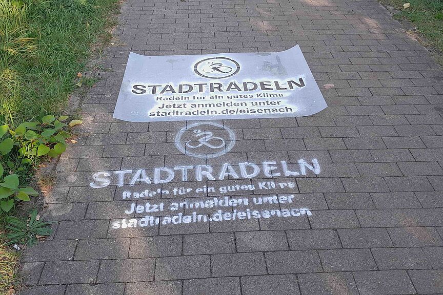 Stadtradeln in Eisenach Radweg mit Stadtradelwerbung