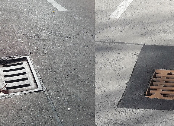 Die Gullys in der Stregdaer Allee wurden angehoben, sodass die Sturzgefahr verringert wurde.